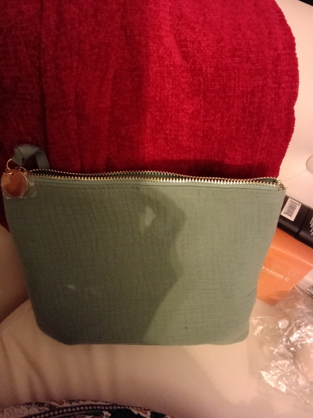 Chloe Green Canvas Cosmetic Pouch w/Cosmetics-GWP - Picture 3 of 5